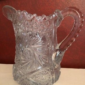 vintage, press glass pitcher